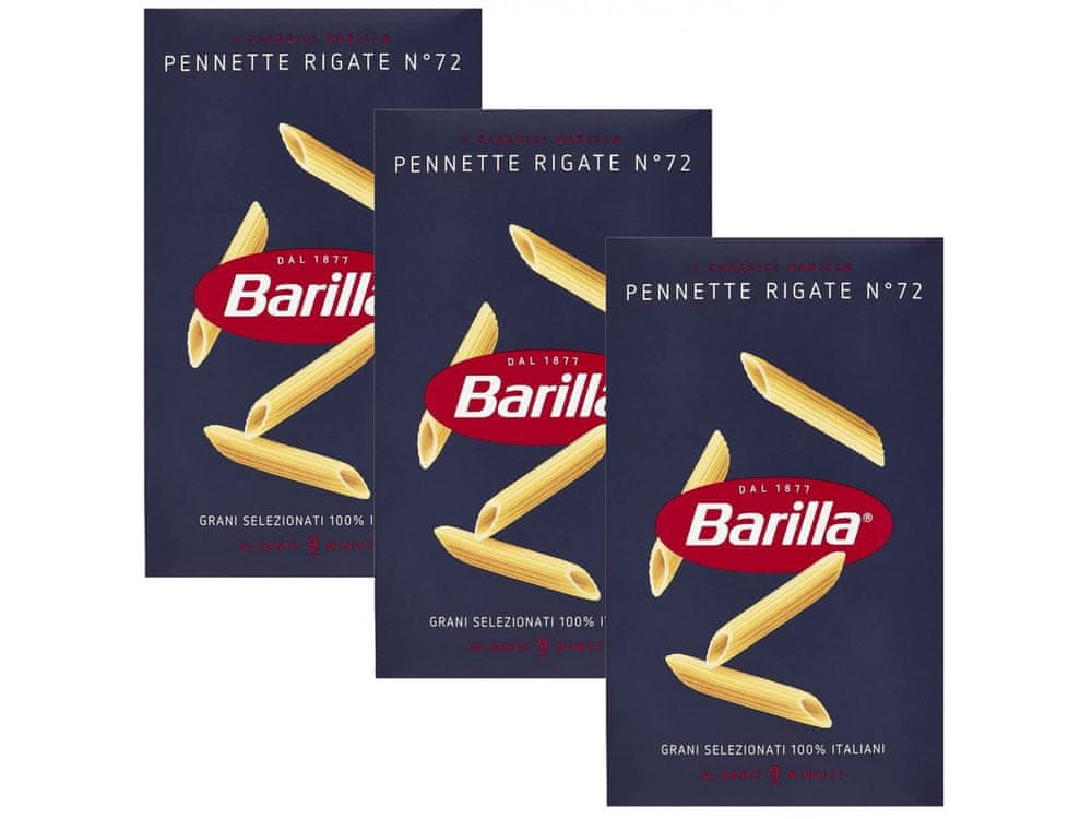 Barilla BARILLA Penne Rigate - Talianske trúbkové cestoviny, cestoviny penne 500g 3 balík